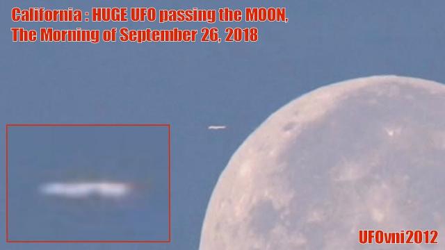 California: HUGE UFO passing the MOON, The Morning of Sept 26, 2018 (4K)