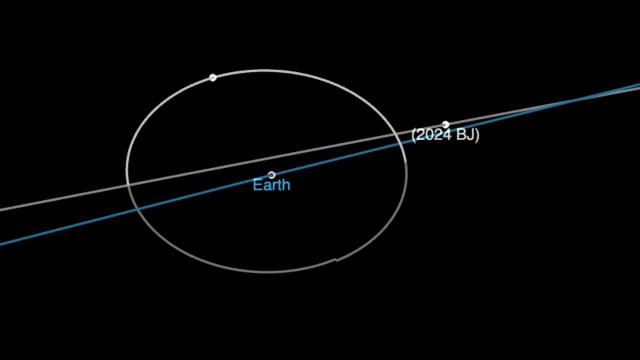 Airplane-size asteroid 2024 BJ flies closer than the moon in orbit animation