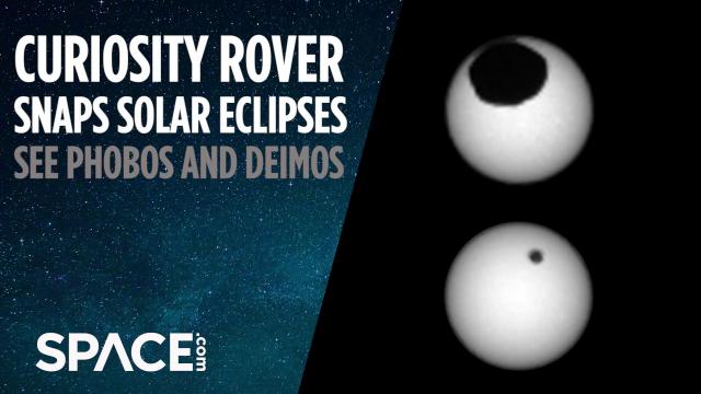 Curiosity Snaps Solar Eclipses on Mars - See Phobos and Deimos