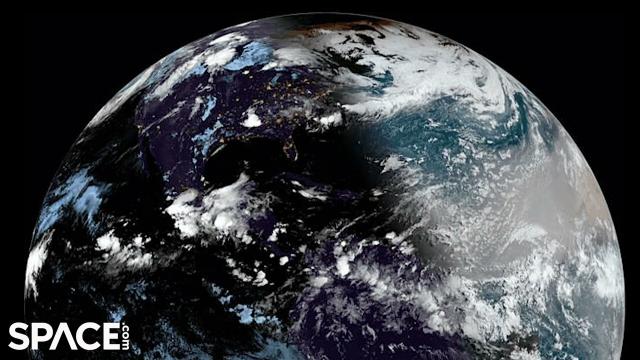 Moon's shadow seen from space during solar eclipse