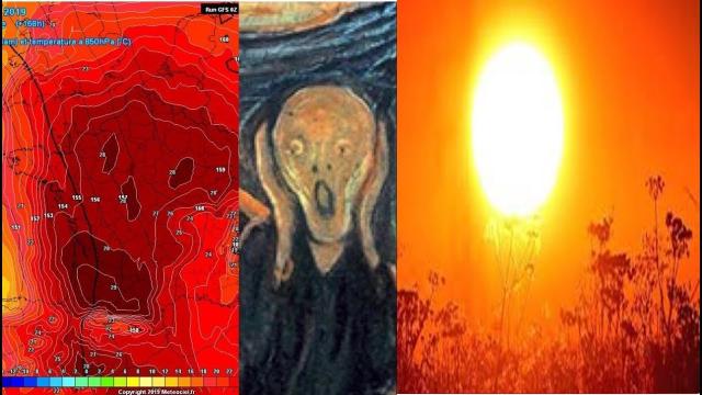 The heat wave in Europe is so intense that a weather map of France looks like a screaming skull
