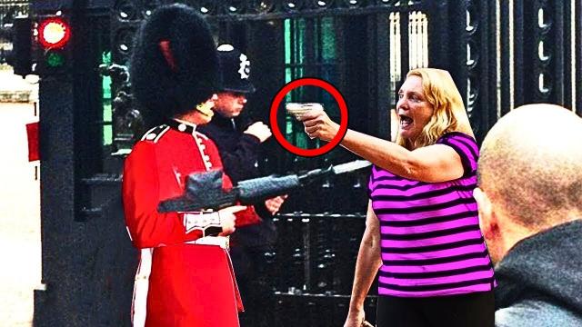 Woman Annoys Royal Guard - His Revenge Is Priceless