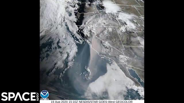 Northern California wildfire smoke seen from space