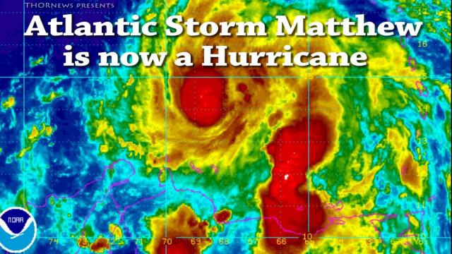 Giant Atlantic storm Matthews is now a Hurricane & a threat to East Coast USA