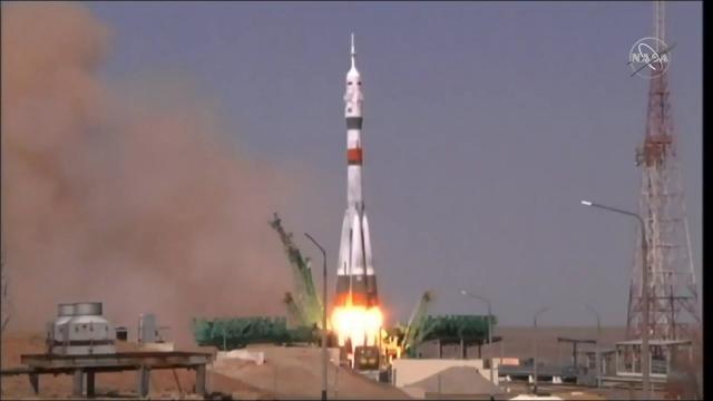 Soyuz rocket launches joint US-Russian crew to space station