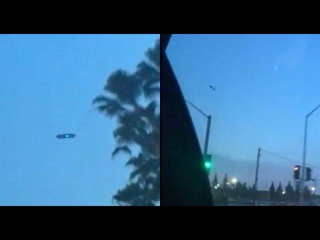 Strange UFO with blue light caught over Orange County, California