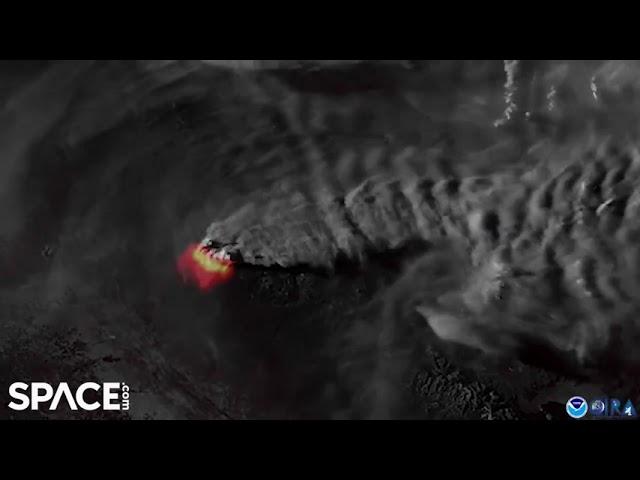 Caldor wildfire in California seen from space