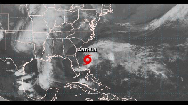 Arthur is now a Tropical Storm & will either Hook left into the NY/NE Area or hook right out to sea.