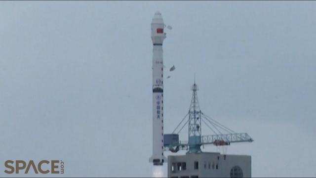 China launches ocean monitoring satellite, rocket sheds tiles