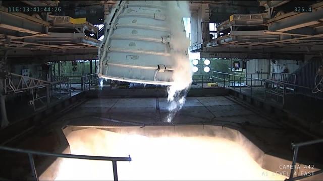 Watch an Artemis moon rocket engine gimbal in hot fire test