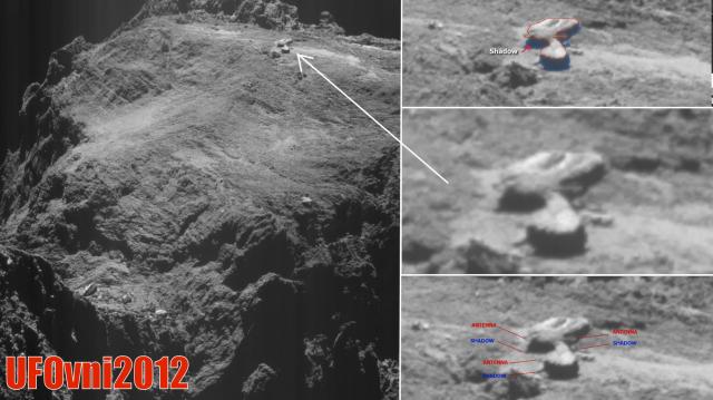 Giant UFO Alien Spacecraft & ANTENNAS on the surface of 67P/Tchourioumov-Guérassimenko Rosetta ?