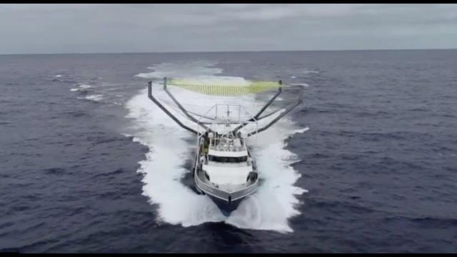 See SpaceX's Fairing Catcher "Mr. Steven" in the Pacific Ocean