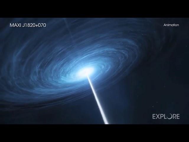 Black Hole seen blasting material into space at near light speed - Tour the region