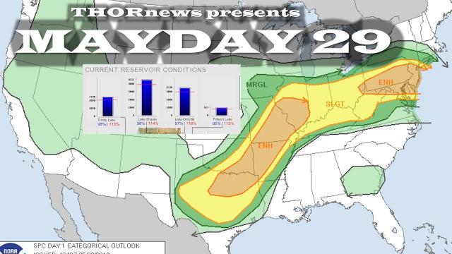 Danger! More Tornadoes, Rain & MAJOR RECORD MIDWEST RIVER FLOODING! & 2 Cal dams 98%