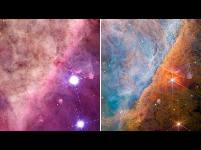 Hubble and Webb showcase part of the Orion Nebula