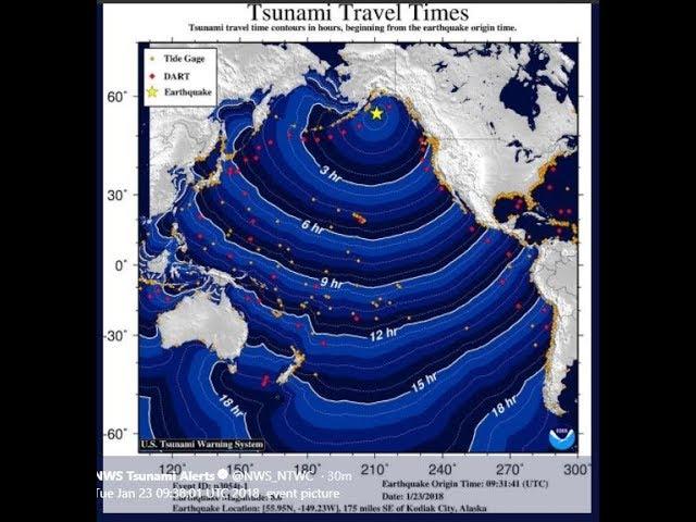 32 Ft Wave Displacement! Entire Pacific Coast under Tsunami Warning & Watch after 8.2 Alaska EQ