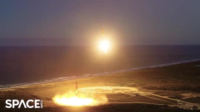 SpaceX Falcon Heavy boosters land in awesome drone view + launch time-lapse