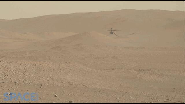 Mars helicopter Ingenuity takes off and spins in amazing Perseverance rover view of flight