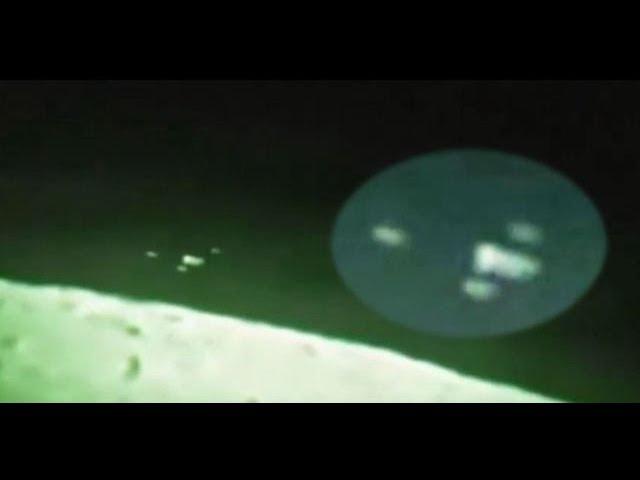 Fleet of UFOs passing the moon filmed from an Earth based telescope