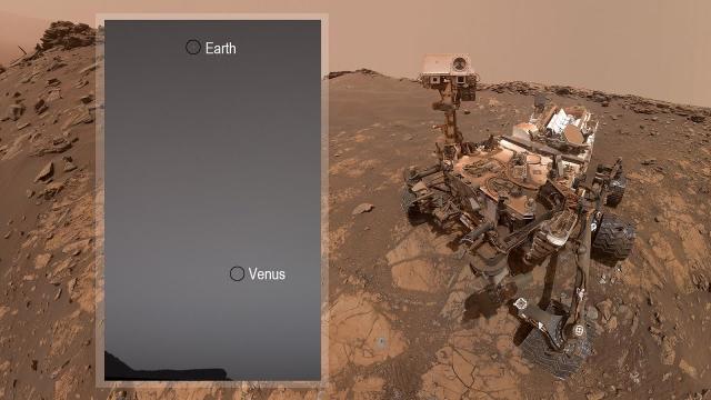 Curiosity sees Earth and Venus through dusty Martian twilight