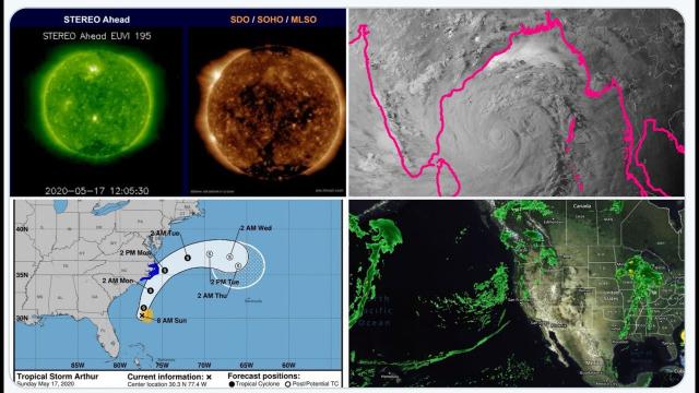 Tropical Storm Arthur & the Atmospheric Defense Team. Typhoon Amphan & new Sunspot + USA Flooding
