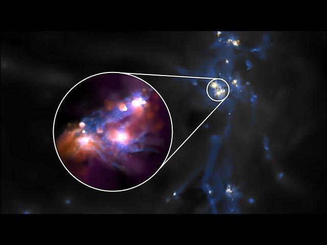 Simulation - merging galaxies and hydrogen emission