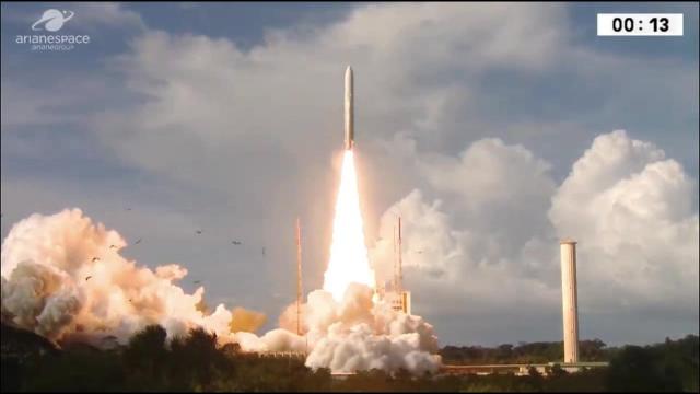 Ariane 5 Rocket Launches Two Communicatios Satellites