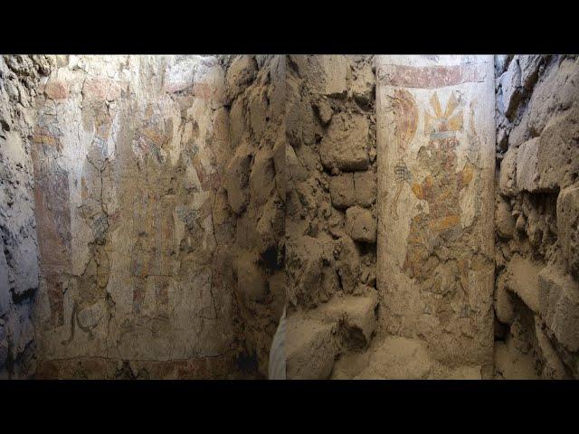 ANCIENT MURALS DEPICTING TWO FACED FIGURES FOUND IN PERU