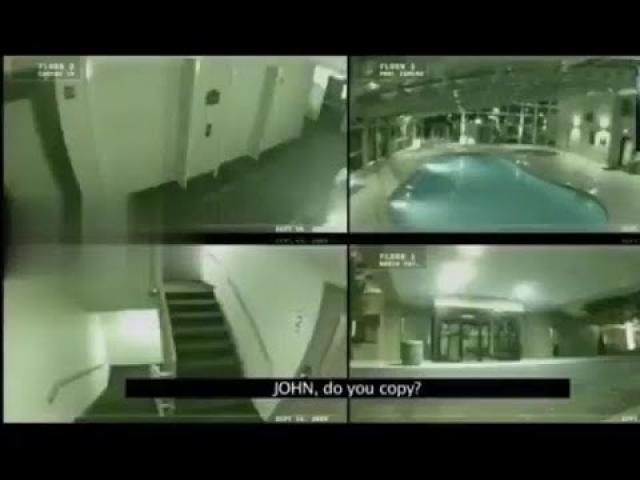 Security camera in a hotel records something unusual witnessed by a security guard