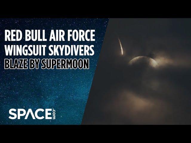 Red Bull Wingsuit Skydivers Blaze By Supermoon