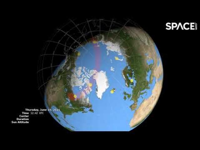 2021 Annular Solar Eclipse - Where & when it's visible on Earth in animation