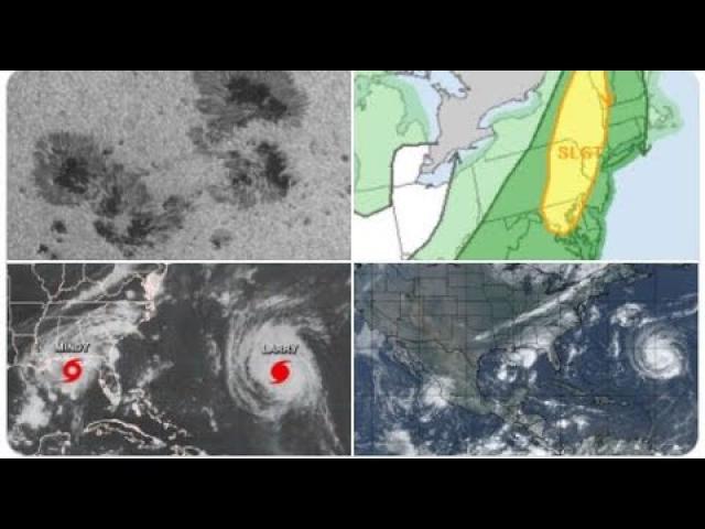 Tropical Storm Mindy forms in the Gulf of Mexico! 4 Sunspots & 2 Earth directed Solar flares!