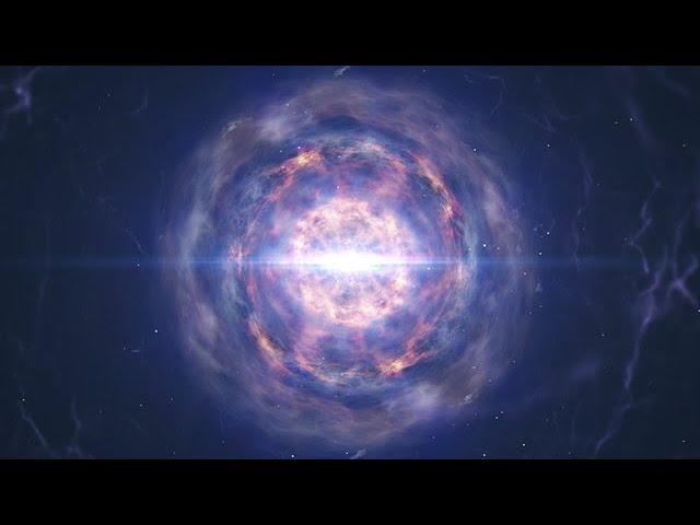 Neutron star merger animation ending with kilonova explosion