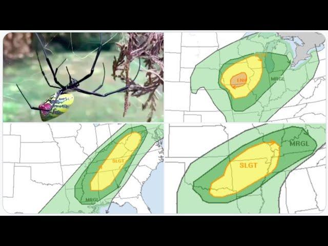 Red Alert! Tornadoes possible Today, Tomorrow & Monday + Parachuting Spiders to Invade East Coast?