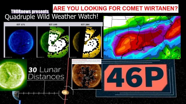 Quadruple Red Alert! Coronal Hole. Storm. Comet. Floods & ICE. 1/2 of America & Europe.