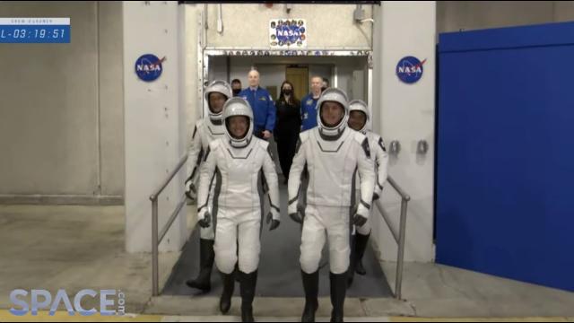 SpaceX Crew-2 astronauts head to rocket, prep for launch - See highlights