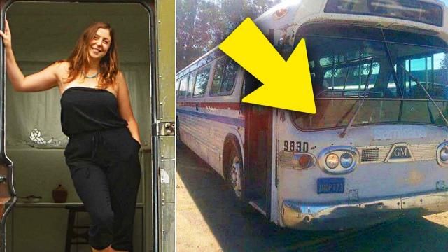 Woman turns £7,000 bus into The Most FUTURISTIC luxury mobile home