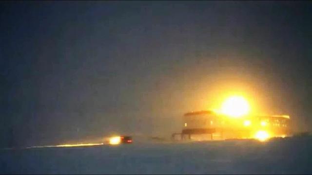Entire building of German Antarctic Neumayer Station is "swallowed" by giant light dome.
