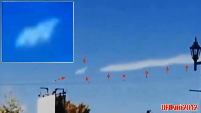 The UFO Flew Out Of Strange Chemtrail Then is Vanished Then Came Back Over New York City