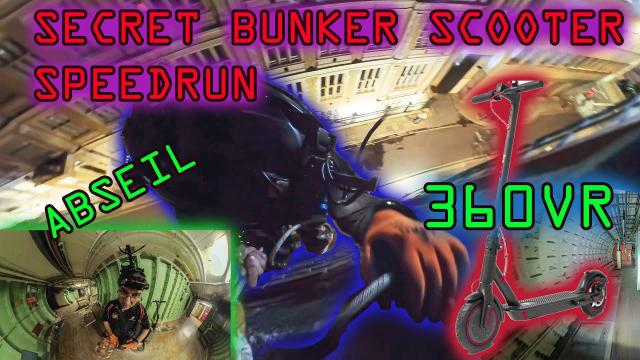 VR360 TOP SECRET Long scooter ride through Underground  London Bunker SPEEDRUN ABSEIL