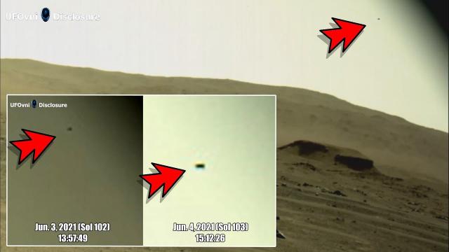 Possible, cigar UFO flying in the sky of MARS by Perseverance Rover (Sol 102-103)