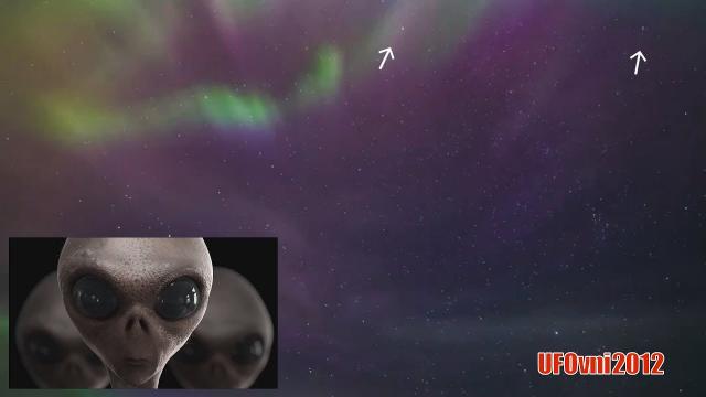 Cigar-Shaped UFO In Aurora Borealis, Feb 2019