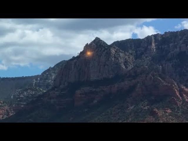 Golden UFOs Seen Leaving Mountain Peeks Of Sedona, Arizona