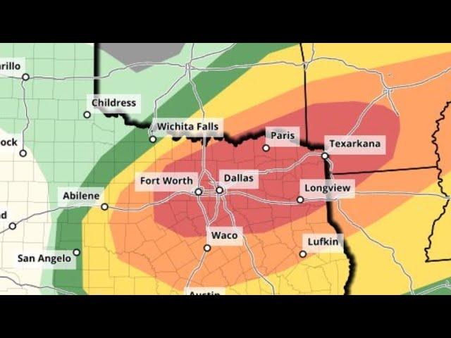 Red Alert! Red Bean of Danger now extends to Fort Worth Arlington Dallas and Waco Texas for Today!