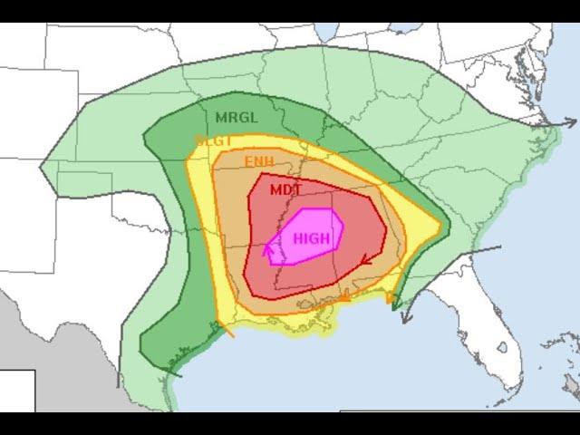 RED ALERT! Rare High Risk Issued for the South USA! Tornadoes & Hail & Severe Weather expected!