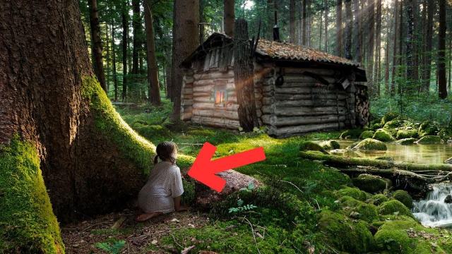 Walking in the Forest, Woman Meets Lonely Little Girl Who Visits an Abandoned Hut Every Day