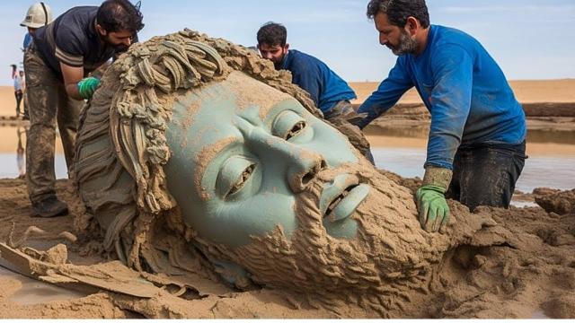 Workers Find Ancient Statue In Dried Up River. Then It Suddenly Breaks Open