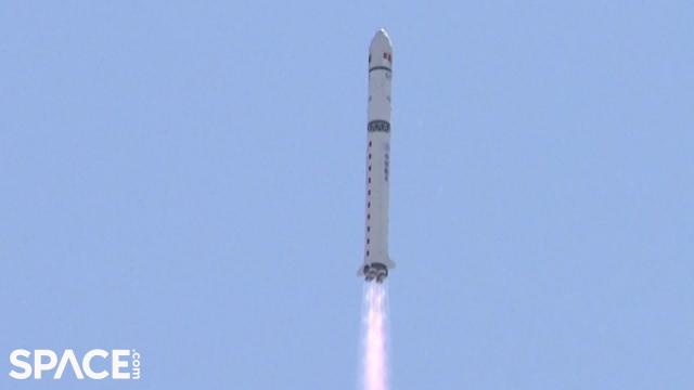 China launches mapping satellite! See rocket shed tiles in slo-mo