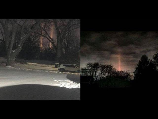 What are these rays of energy beamed down lightning the ground in Michigan