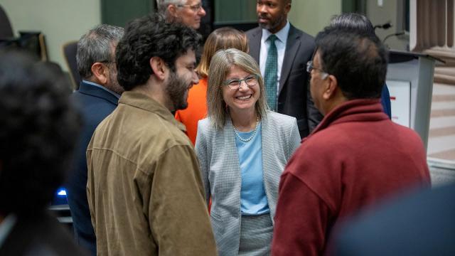 President-elect Sally A. Kornbluth addresses the MIT community